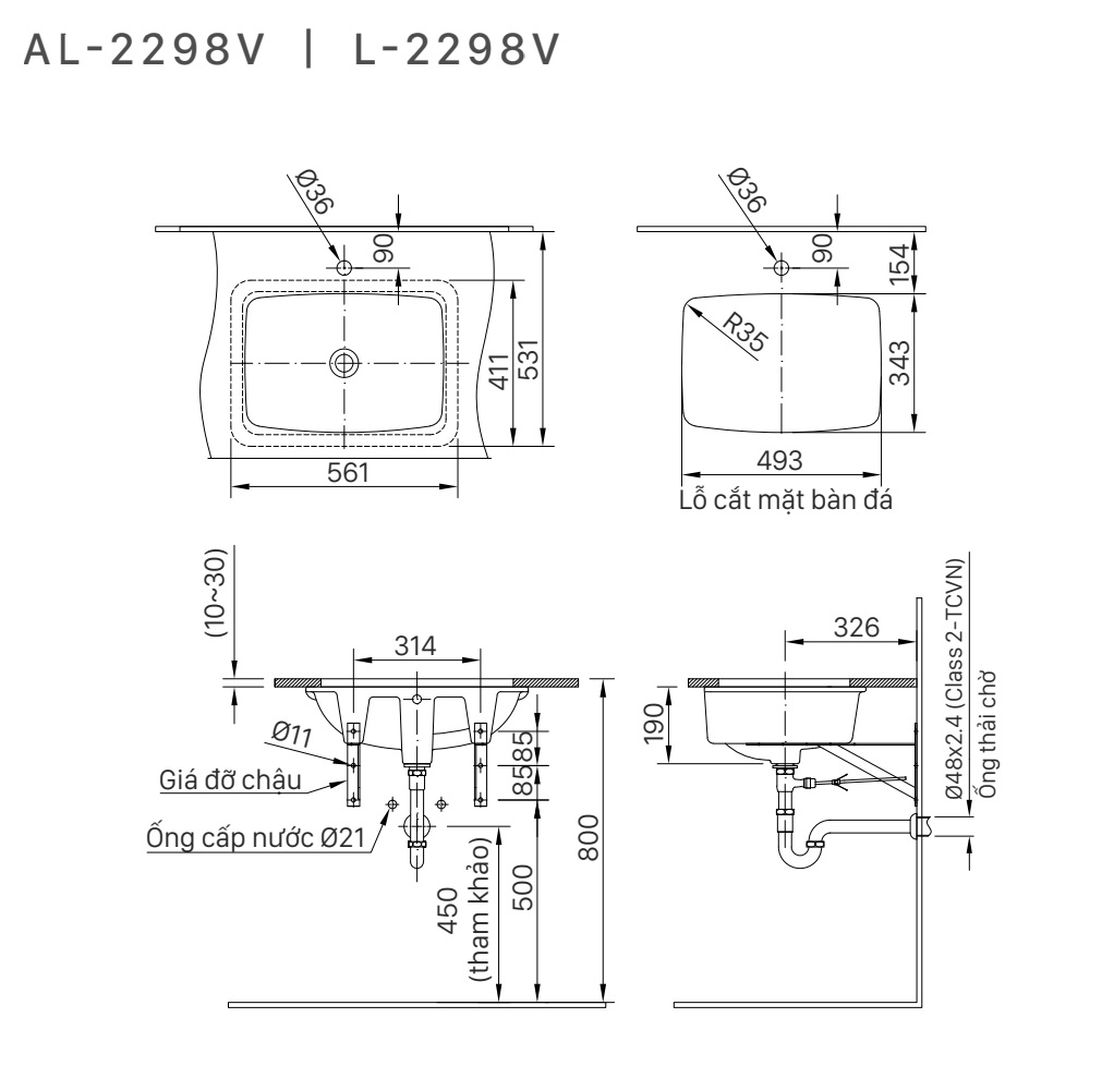 Lavabo Âm Bàn INAX AL-2298V - Ảnh 5