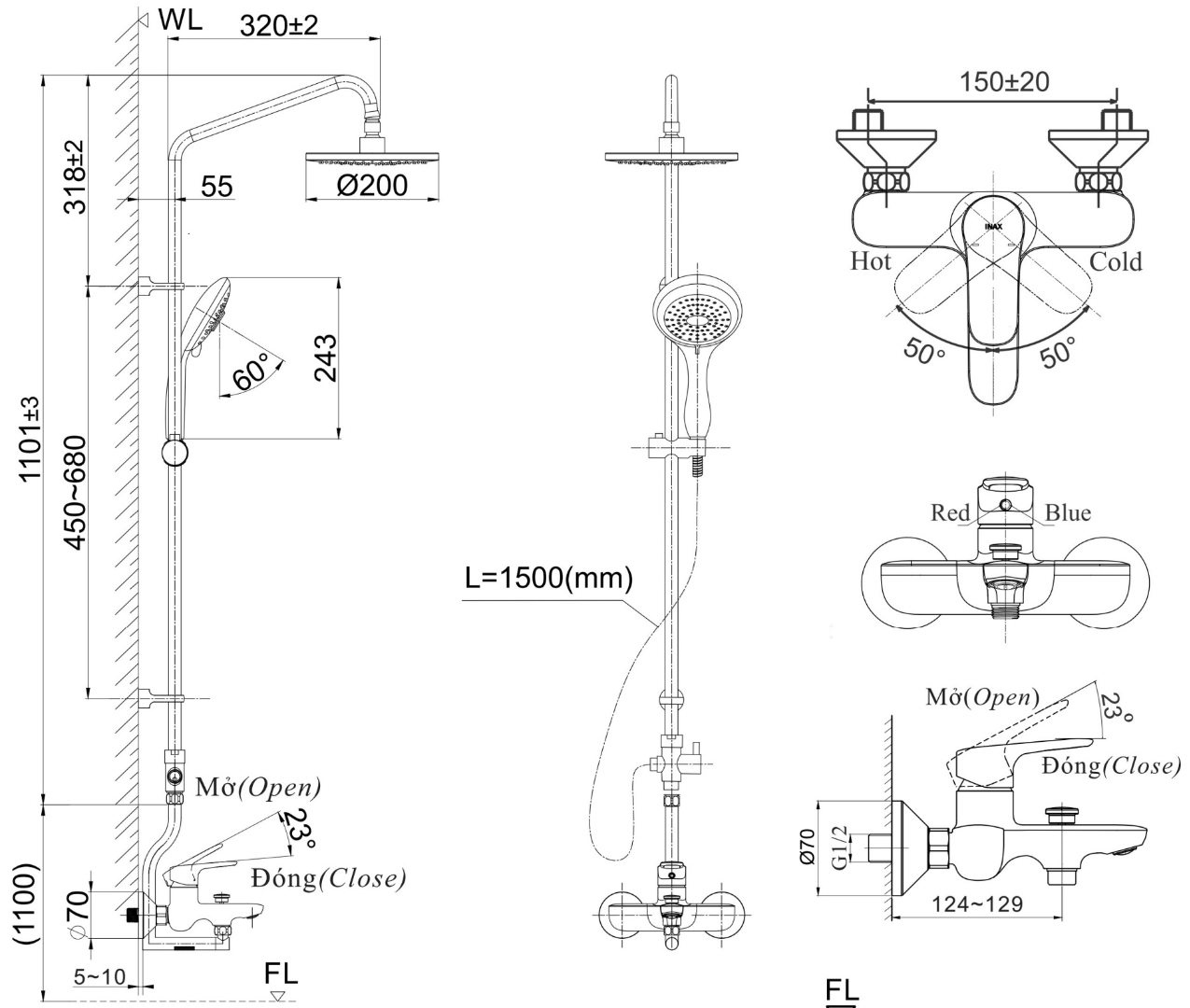Sen Tắm Cây Nóng Lạnh INAX BFV-1405S-2 - Ảnh 5
