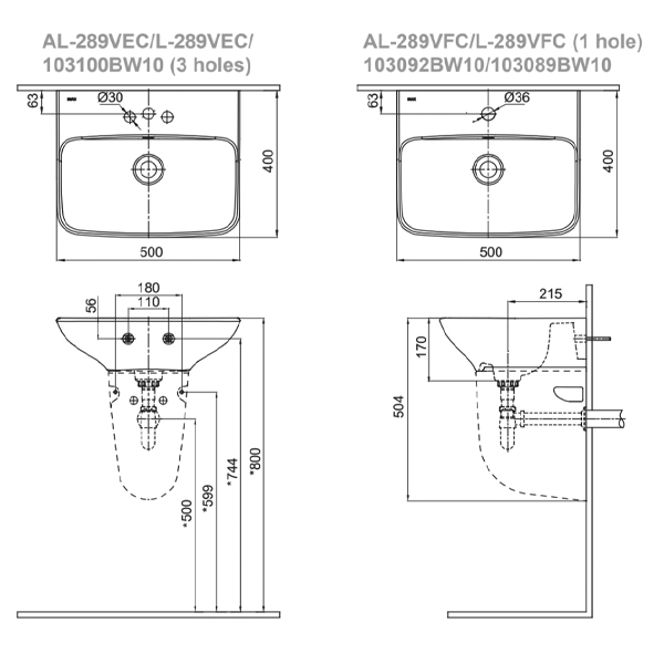 Lavabo Treo Tường INAX L-289V - Ảnh 3