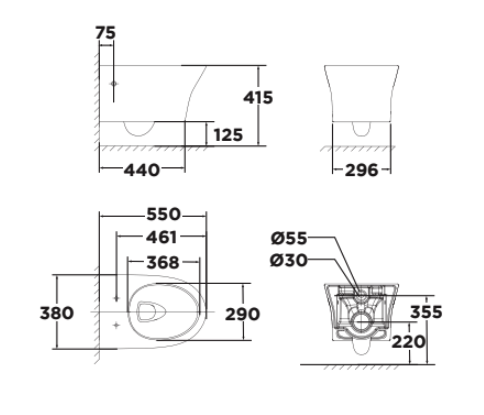 Bồn Cầu Treo Tường American Standard WP-2140 - Ảnh 7