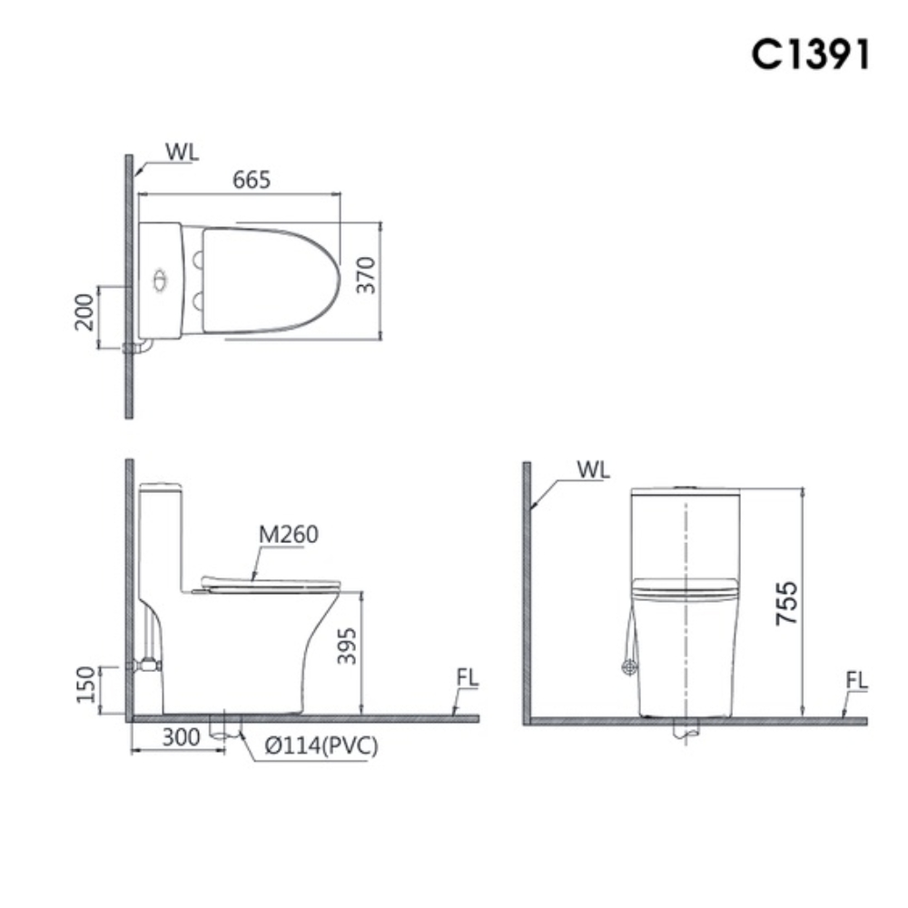 Bồn Cầu 1 Khối Nắp Điện Tử Caesar C1391F + TAF610H - Ảnh 2