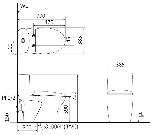 Bồn Cầu 1 Khối Nắp Điện Tử Caesar C1394F + TAF610H - Ảnh 2